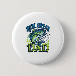Reel Great Dad Bass Fishing Vintage Vector Design_ 2 Inch Round Button