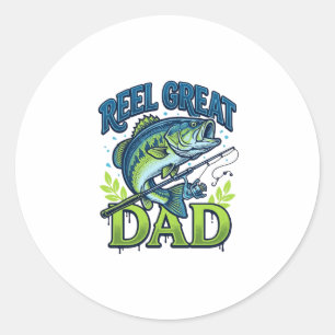Reel Great Dad Bass Fishing Vintage Vector Design_ Classic Round Sticker