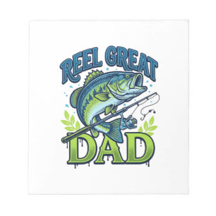 Reel Great Dad Bass Fishing Vintage Vector Design_ Notepad