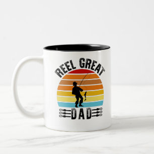 Reel Great Dad Fathers Day Fishing Lover Dad Two-Tone Coffee Mug