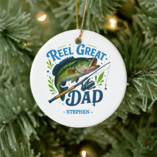 Reel Great Dad – Fishing Rod and Fish Ceramic Ornament