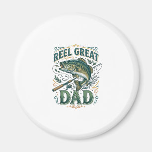 Reel Great Dad Vintage Fishing Father Shirt Design Magnet
