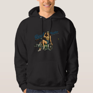 Reel Hustler Retro Fishing Pin-Up Funny Fish Hoodie
