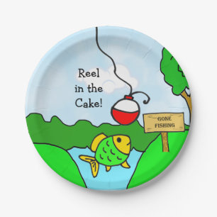 Reel in the Cake, Fishing Themed Birthday Party Paper Plate