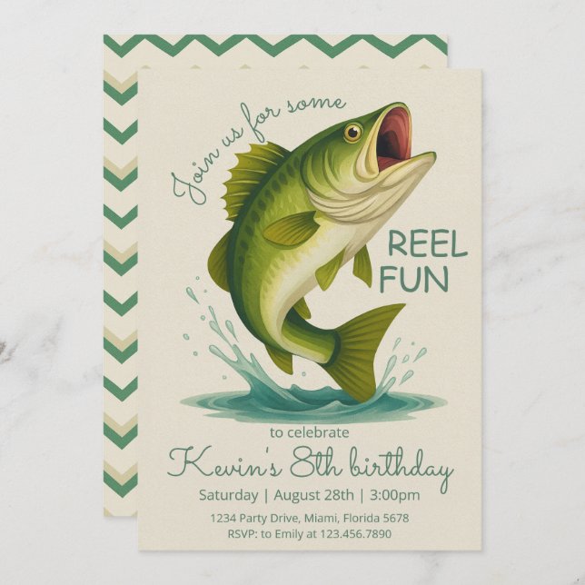 Reel in the Fun Fishing Birthday Invitation (Front/Back)
