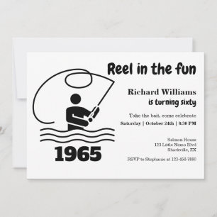 Reel in the Fun Modern Fisherman 60th Birthday Invitation