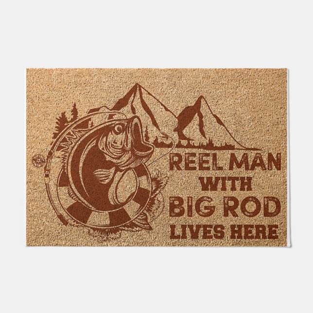 Reel Man With Big Rod Lives Here Doormat (Front)
