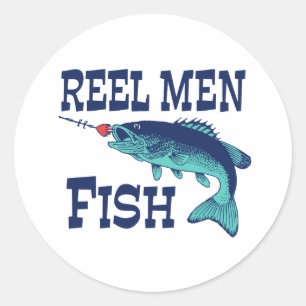 Reel Men Fish Classic Round Sticker