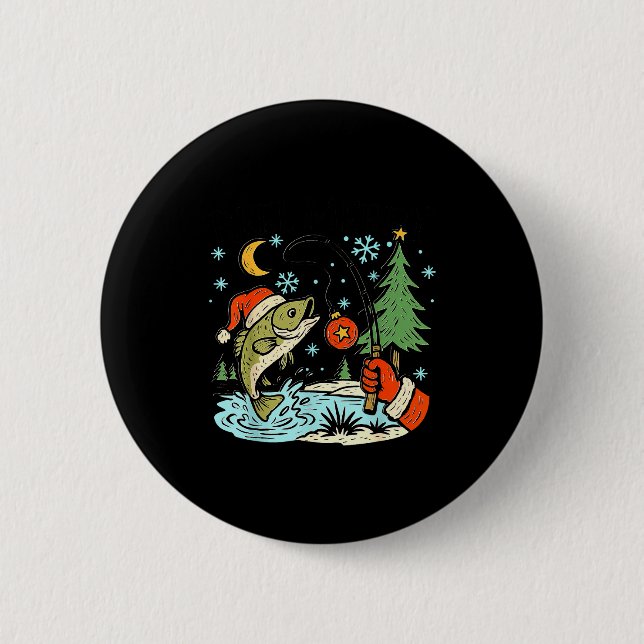 Reel Merry Christmas Fishing Funny Hook B Fi-shirt 2 Inch Round Button (Front)