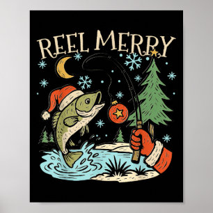 Reel Merry Christmas Fishing Funny Hook B Fi-shirt Poster