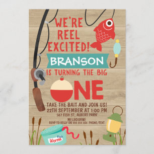 Reel Pêche Excitée 1er Anniversaire Invitation