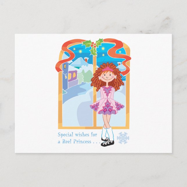 Reel Redhead Princess Christmas Holiday Postcard (Front)