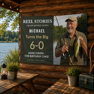 Reel Stories 60th Birthday Fishing Party Banner