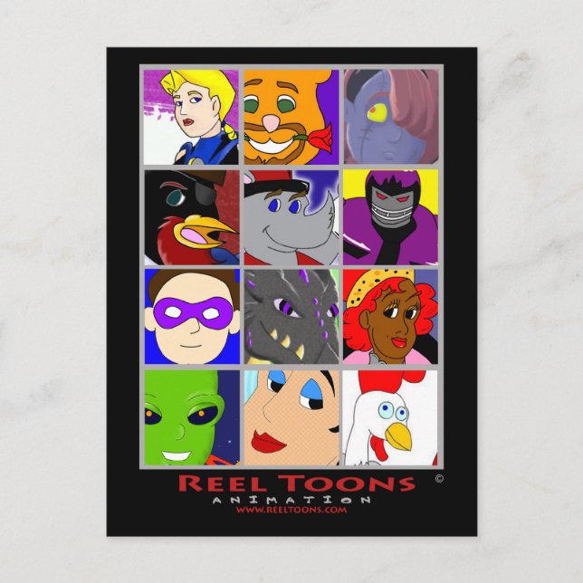 Reel Toons Collage Postcard (Front)