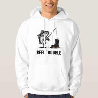 Reel Trouble – Fishing Fail with Angry Fish & Boot Hoodie