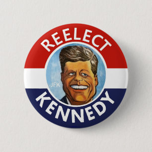 REELECT JFK JACK KENNEDY 2 INCH ROUND BUTTON