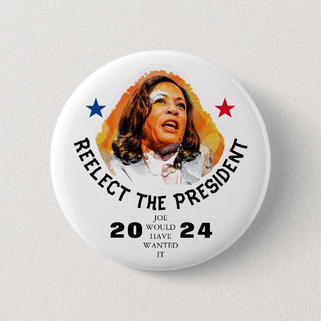 Reelect Kamala Harris 2024 2 Inch Round Button (Front)
