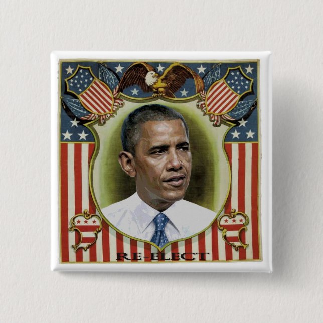 Reelect Obama 2 Inch Square Button (Front)