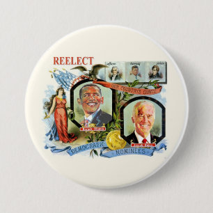 Reelect Obama Biden Democrat Nominees 3 Inch Round Button