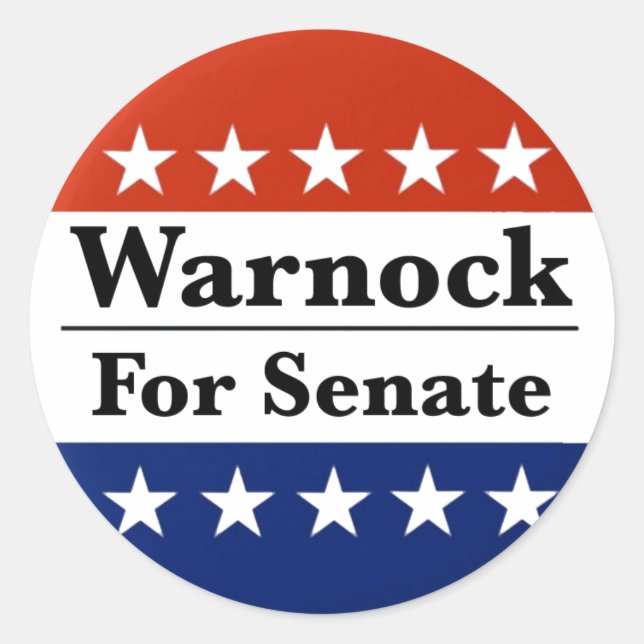 Reelect Raphael Warnock to U.S. Senate 2022 Classic Round Sticker (Front)
