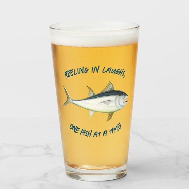 Reeling in laughs... - Fishing Beer Glass (Front Filled)