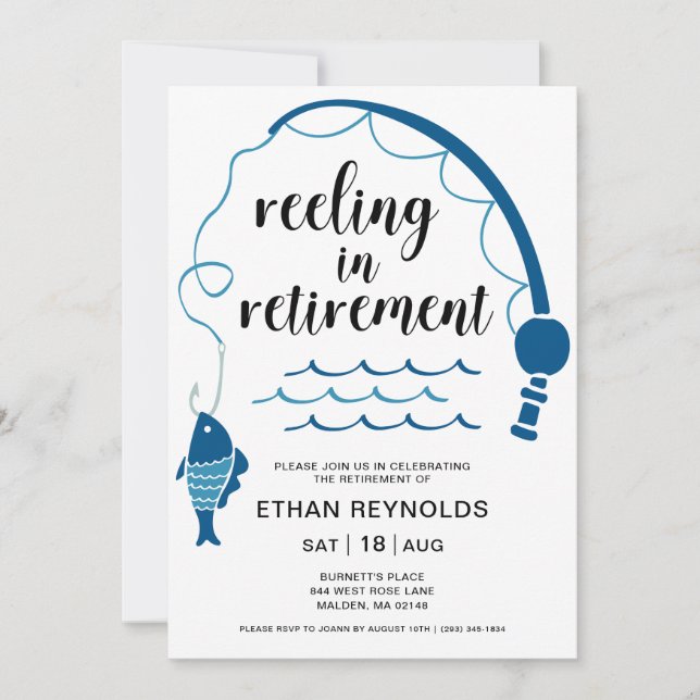 Reeling In Retirement Fishing Retirement Party Invitation (Front)