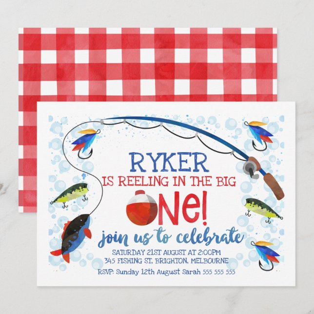 Reeling In The Big one birthday invitatation Invitation (Front/Back)