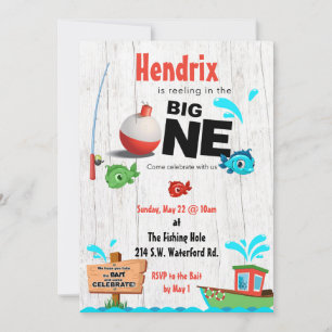 Reeling in the BIG One! First Birthday  Invitation