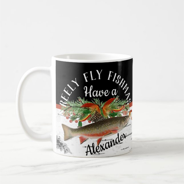  Reely Fly Fishmas  Fishing Christmas   Coffee Mug (Left)