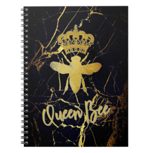 REEN BEE Black Marble Spiral Carnet Journal