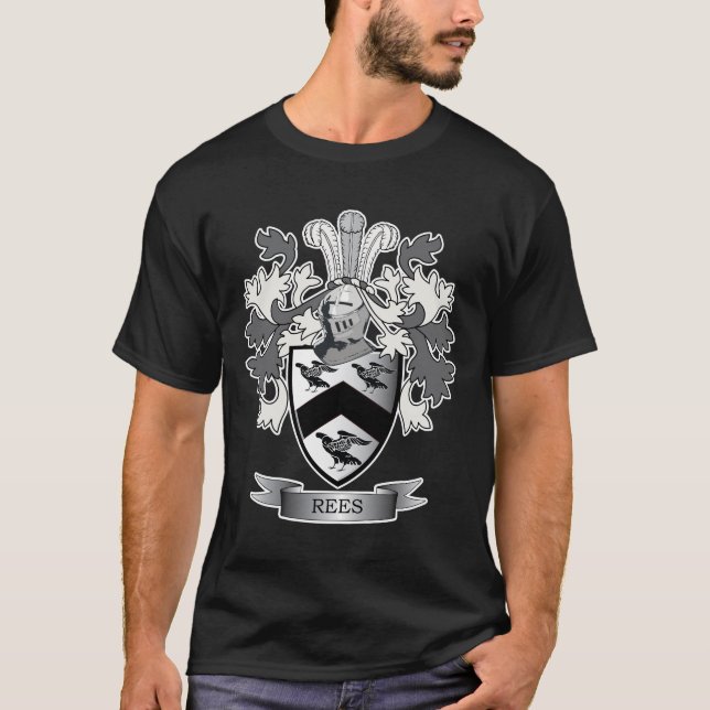 Rees Family Crest Coat of Arms T-Shirt (Front)