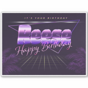 Reese Name Vorname lila retro Sticker Geburtstag