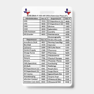 Reeves County RCHD Phone Numbers Badge