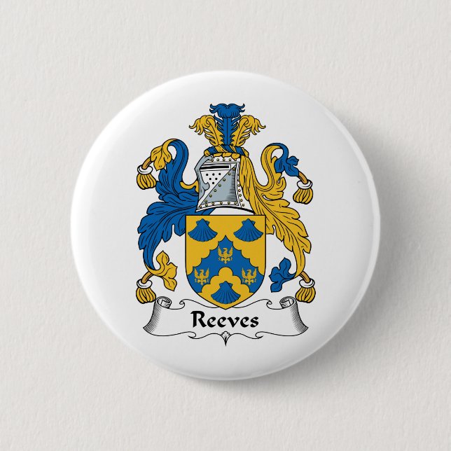 Reeves Family Crest 2 Inch Round Button (Front)