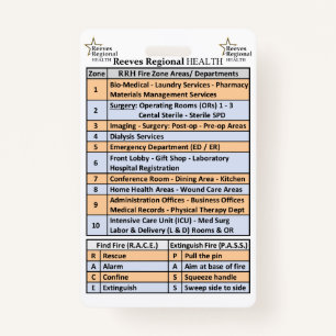Reeves Regional Health Fire Zones Badge