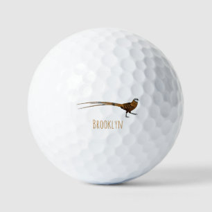 Reeves's pheasant bird cartoon illustration  golf balls