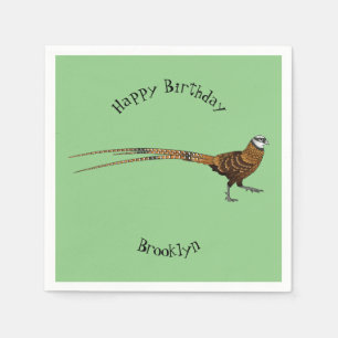 Reeves's pheasant bird cartoon illustration  napkin