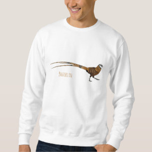 Reeves's pheasant bird cartoon illustration sweatshirt