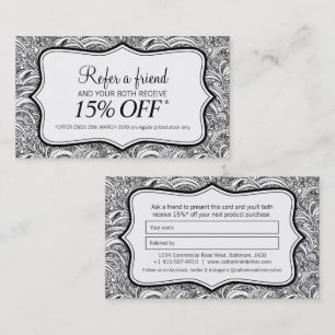 Refer a friend beauty or fashion paisley mono business card