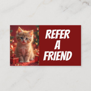 REFER A FRIEND CHRISTMAS CAT BUSINESS CARD