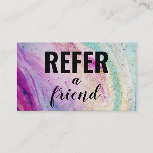 Refer a Friend Colourful Marble Referral Card (Front)