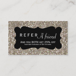 REFER A FRIEND Gold Glitter & Black Client Card