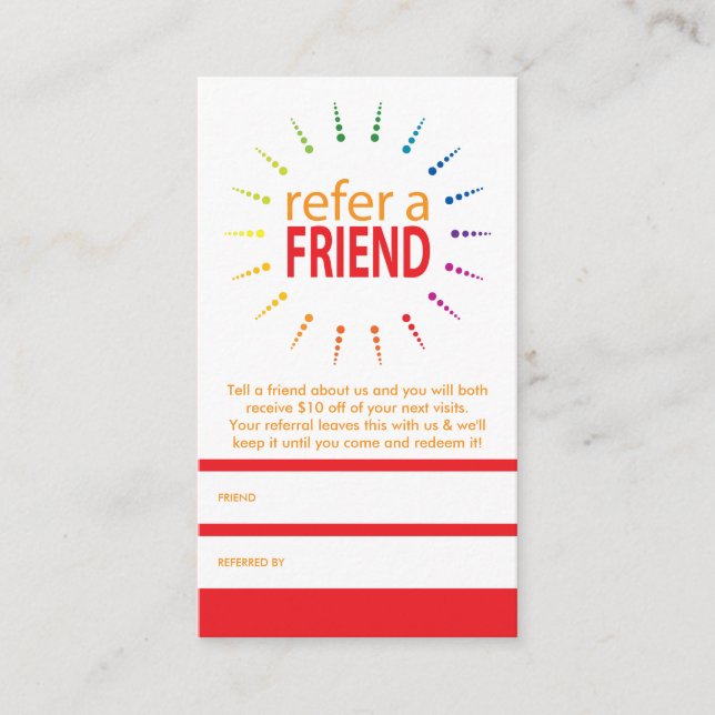 refer a friend rainbowBurst Referral Card (Front)