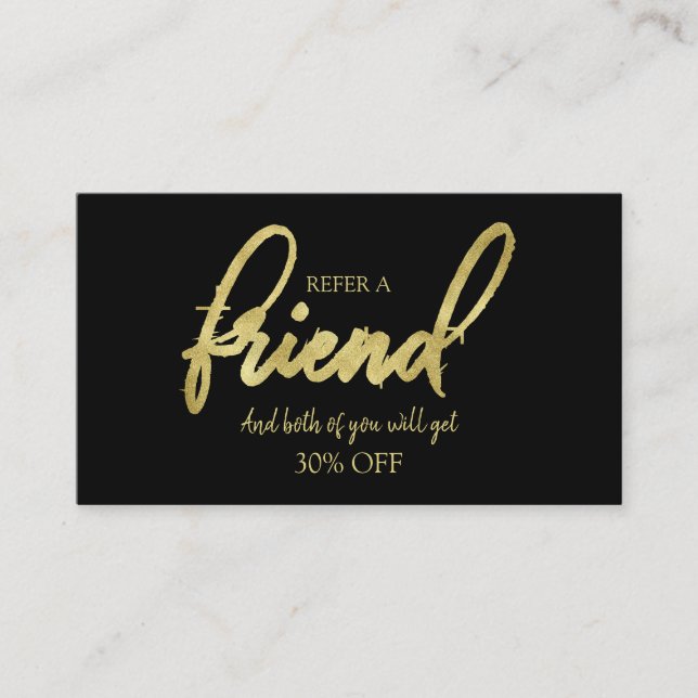 Refer A Friend Stylish Calligraphy Referral Card (Front)