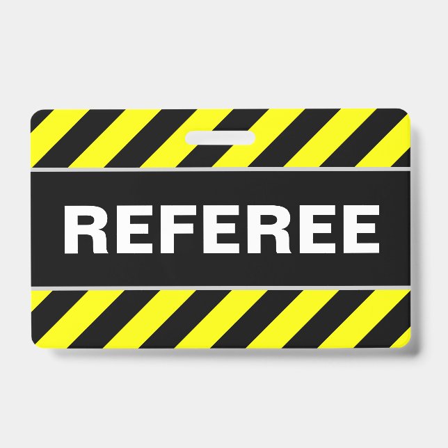 "REFEREE" + Black & Yellow Stripes Badge (Front)