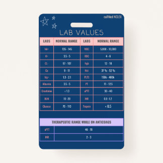 Référence rapide du badge de valeurs de laboratoir