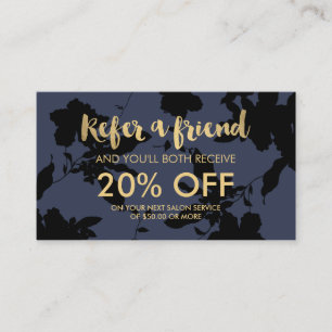 Référencement Black Floral Gold Texte Bleu Salon Carte de référe