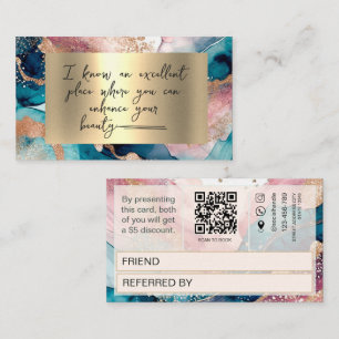 Référencement Carte de parrainage à code QR aquarelle faux or ro