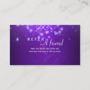 Référencement Carte de parrainage du salon Purple Sparkle Lights