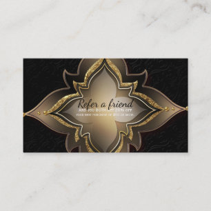 Référencement Carte de parrainage Fleur exotique Glam noir or